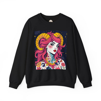 Unisex Heavy Blend™ Crewneck Sweatshirt, Aries, Zodiac, Sexy Pattern