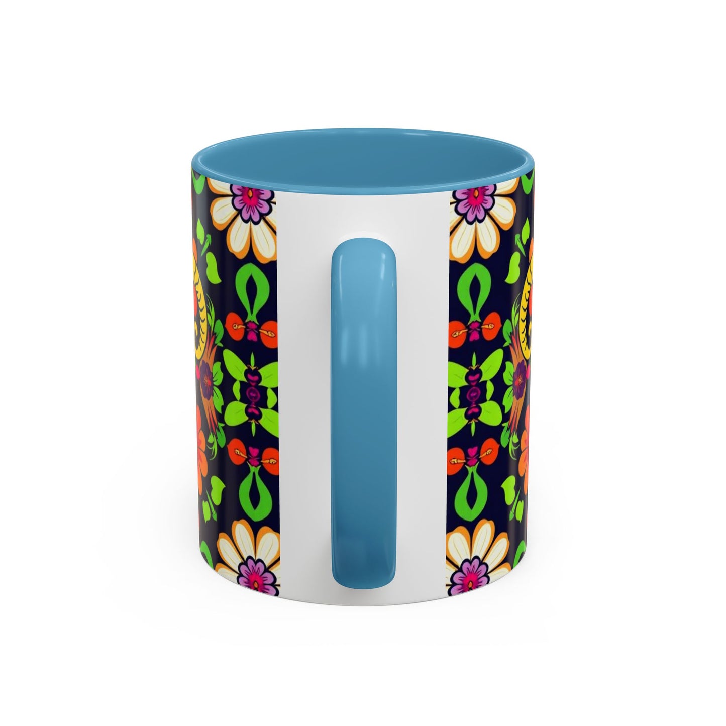 Accent Coffee Mug, Aries, Zodiac v2, Flower Pattern, (11, 15oz)
