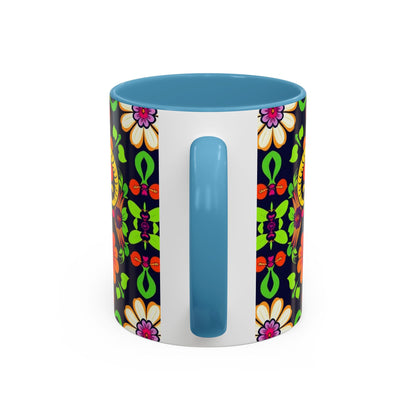 Accent Coffee Mug, Aries, Zodiac v2, Flower Pattern, (11, 15oz)