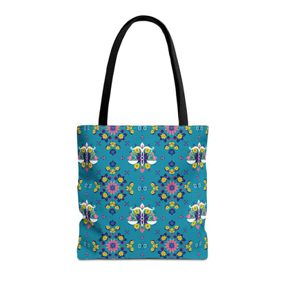 Tote Bag (AOP), Libra, Zodiac v1, Flower Pattern