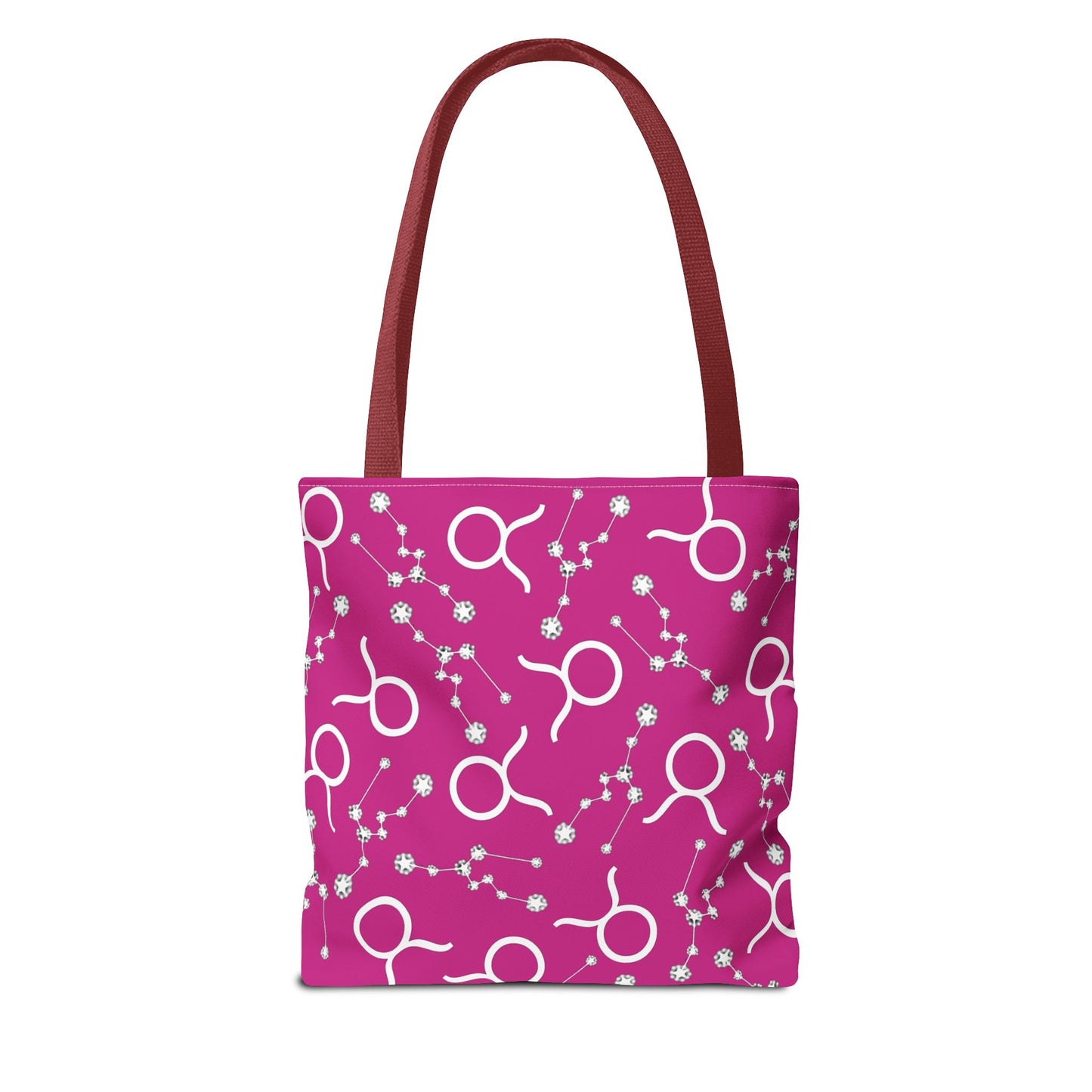 Tote Bag, Taurus Zodiac Sign, AOP, (Pink, White)