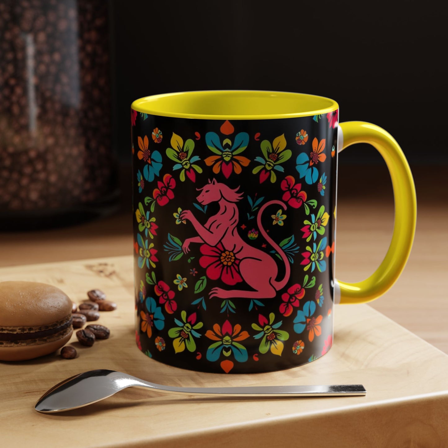 Accent Coffee Mug, Zodiac. Virgo, Flower Pattern, (11, 15oz)