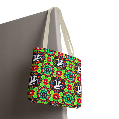 Tote Bag, (AOP), Aquarius, Zodiac v4, Flower Pattern