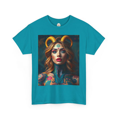 Unisex Heavy Cotton T-Shirt, Capricorn, Zodiac v1, Sexy Art