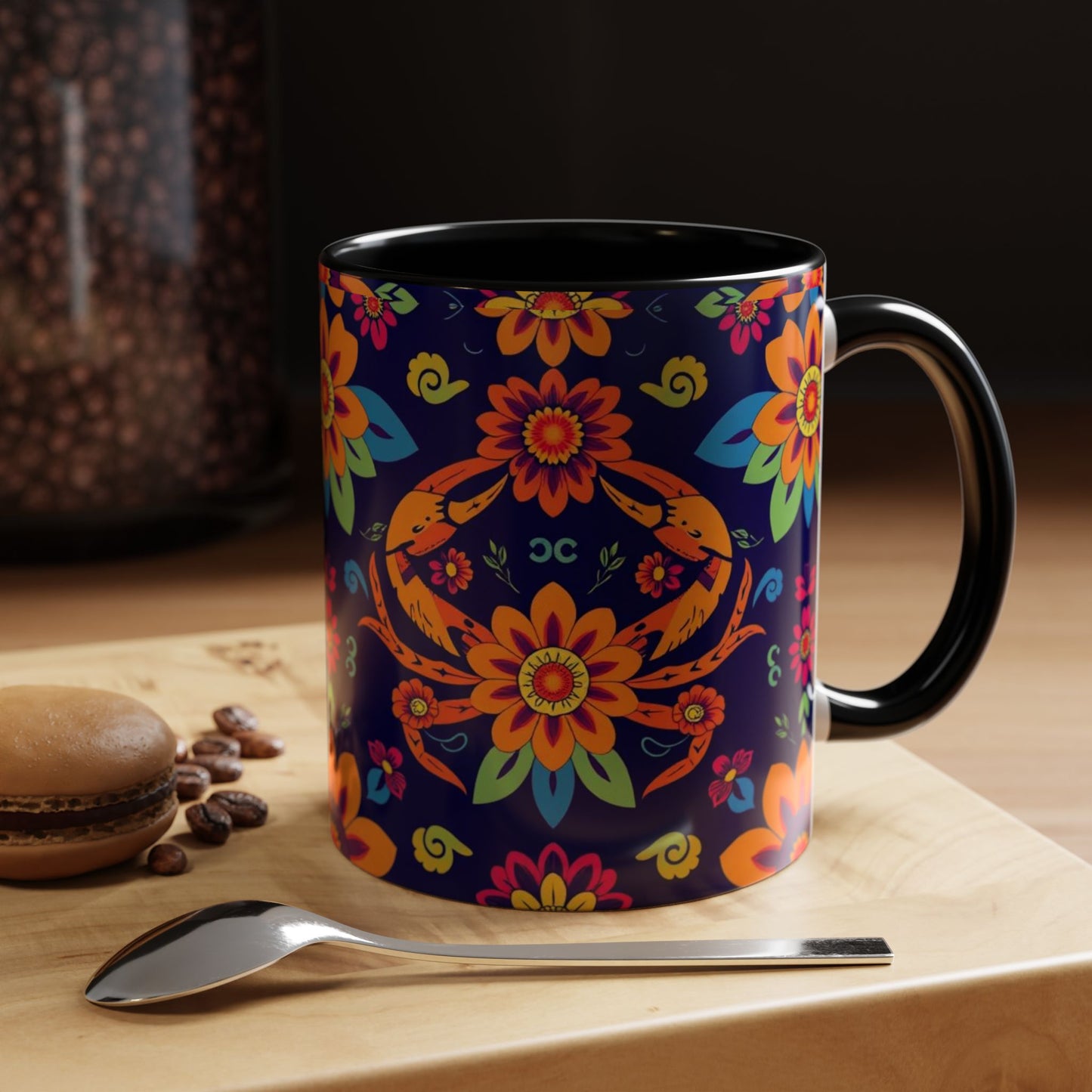 Accent Coffee Mug, Cancer, Zodiac, Flower Pattern, (11, 15oz)