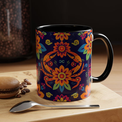 Accent Coffee Mug, Cancer, Zodiac, Flower Pattern, (11, 15oz)