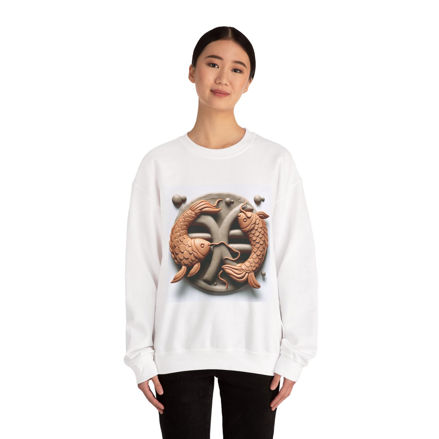 Unisex Heavy Blend™ Crewneck Sweatshirt,Two Fishes  Pisces Zodiac Design