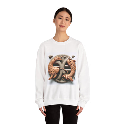 Unisex Heavy Blend™ Crewneck Sweatshirt,Two Fishes  Pisces Zodiac Design