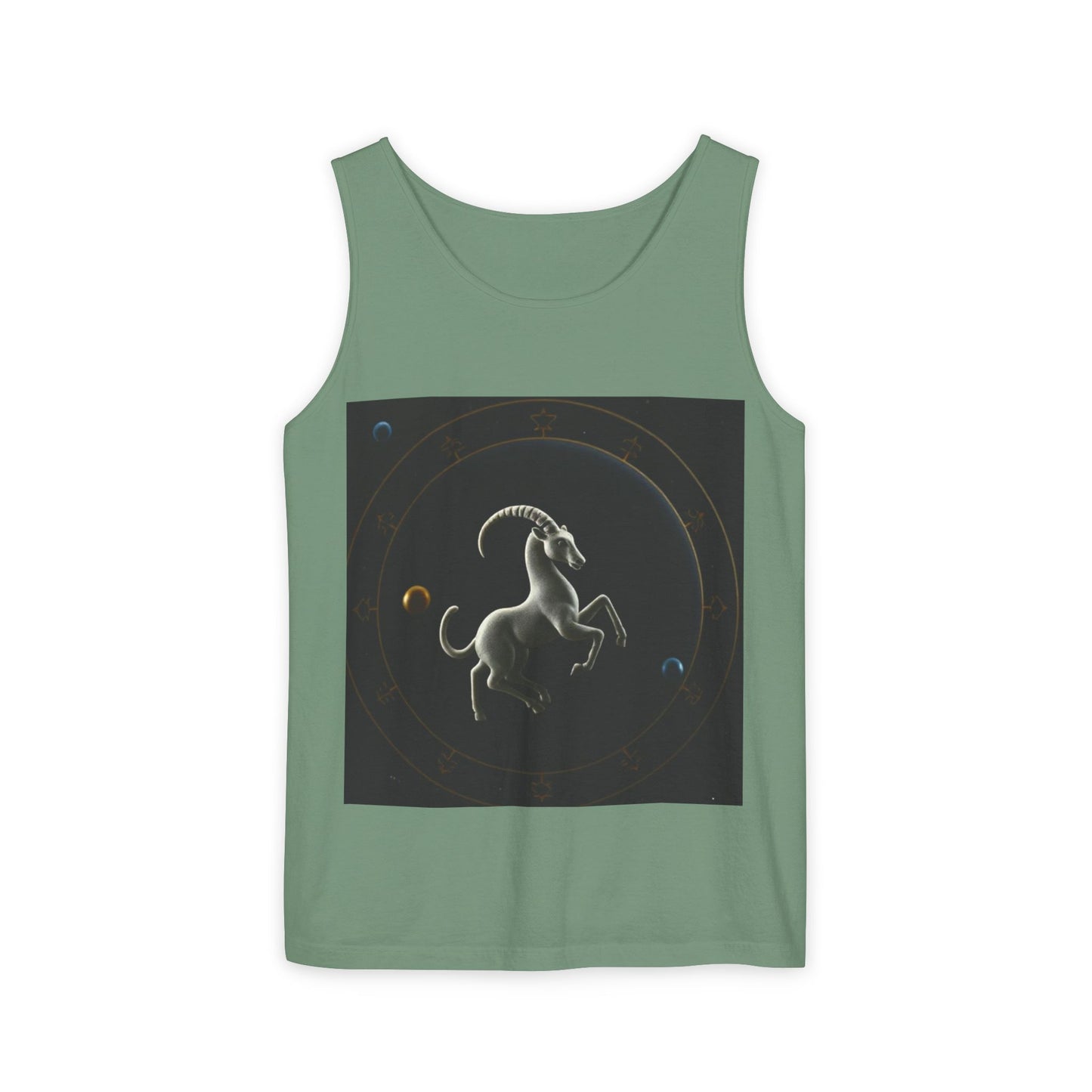Unisex Garment-Dyed, Tank Top, Capricorn Design, Space Animal v1, 100% US cotton