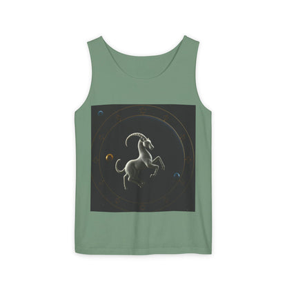 Unisex Garment-Dyed, Tank Top, Capricorn Design, Space Animal v1, 100% US cotton