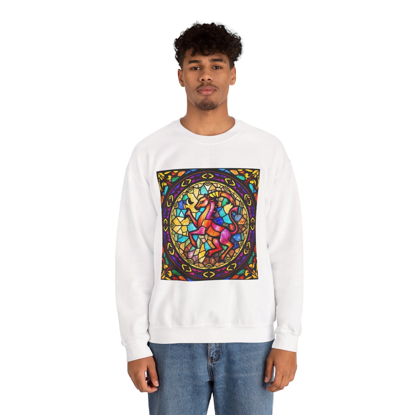 Unisex Heavy Blend™ Crewneck Sweatshirt, Glass, Aries Zodiac Design