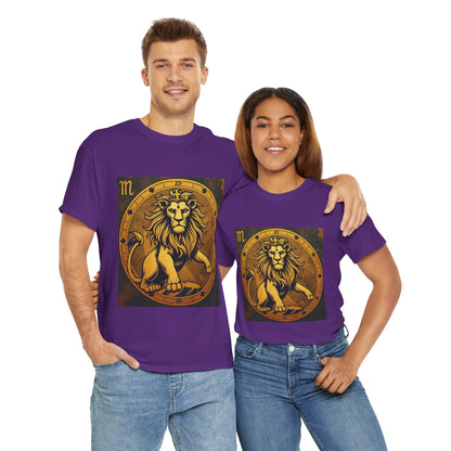 Unisex Heavy Cotton T-Shirt, Gold Lion v1, Leo Zodiac Design