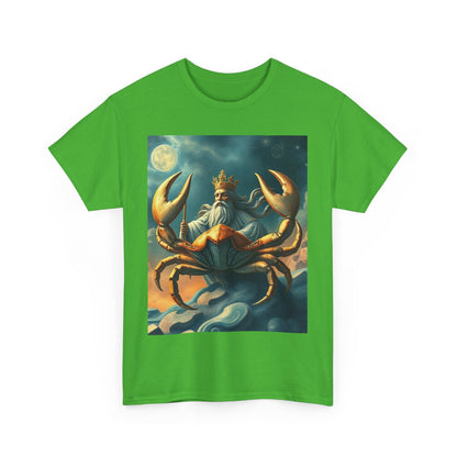 Unisex Heavy Cotton T-Shirt, Crustacean King, Cancer Zodiac Design