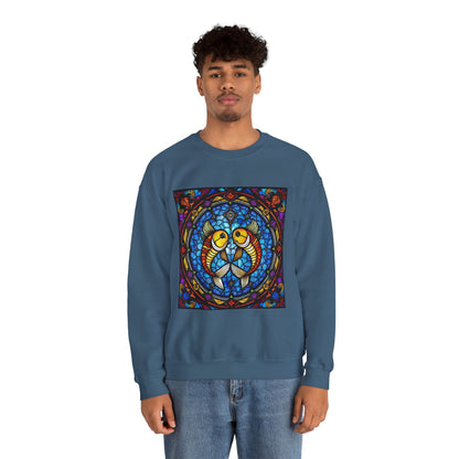 Unisex Heavy Blend™ Crewneck Sweatshirt, Glass 1, Pisces Zodiac Design