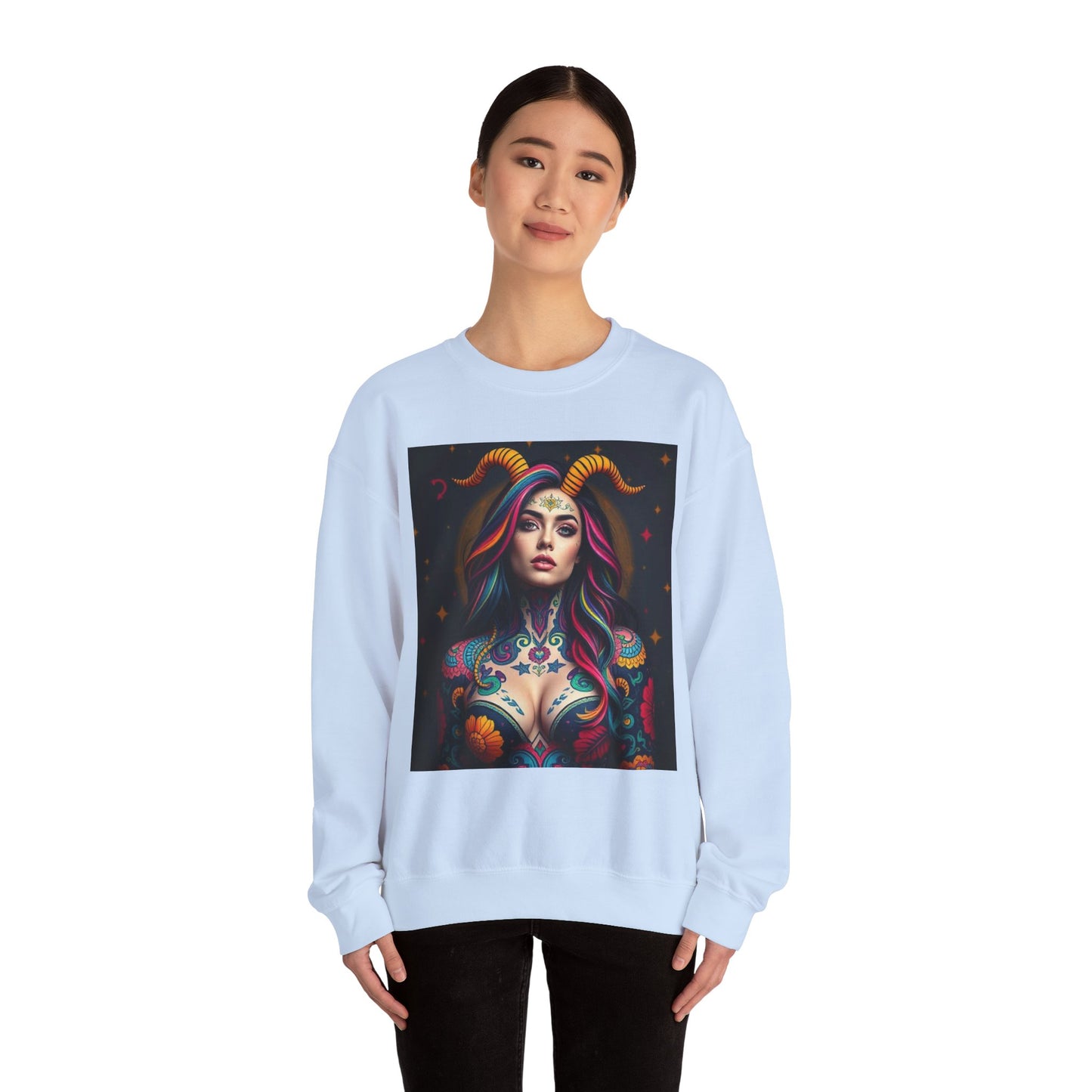 Unisex Heavy Blend™ Crewneck Sweatshirt, Capricorn, Zodiac v3, Sexy Pattern