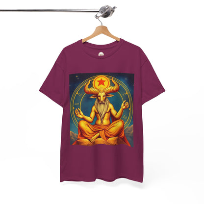 Unisex Heavy Cotton T-Shirt, Meditating Bull, Taurus Zodiac Design