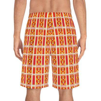 Men's Board Shorts, (AOP), Leo, Zodiac, Shape Pattern