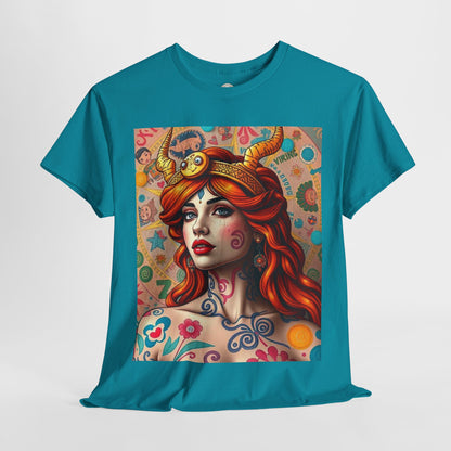 Unisex Heavy Cotton T-Shirt, Virgo, Zodiac v1, Sexy Art