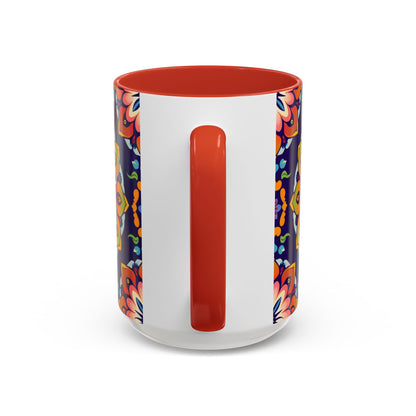 Accent Coffee Mug, Virgo, Zodiac v4. Flower Pattern, (11, 15oz)