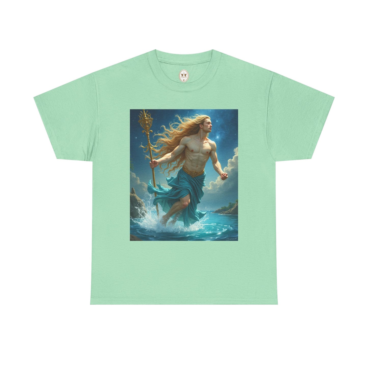 Unisex Heavy Cotton T-Shirt, Realistic, Aquarius Zodiac Design