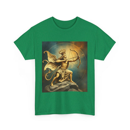Unisex Heavy Cotton T-Shirt, Sagittarius King, Bow & Arrow, Zodiac Design