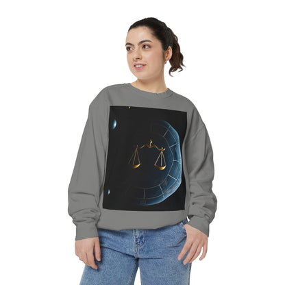 Garment-Dyed Sweatshirt, Unisex, Space Animal Design v1, Libra