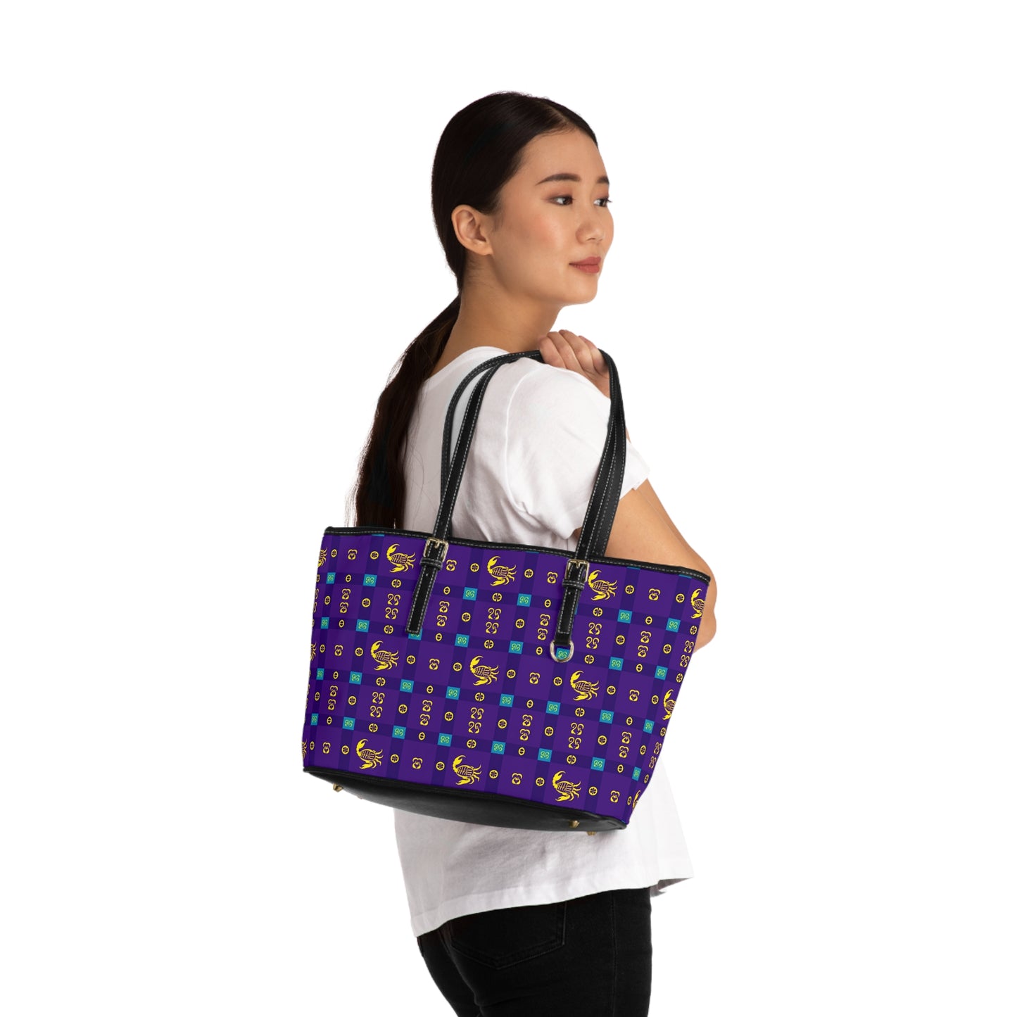 Leather Shoulder Bag, Scorpio, Zodiac, Shapes Pattern