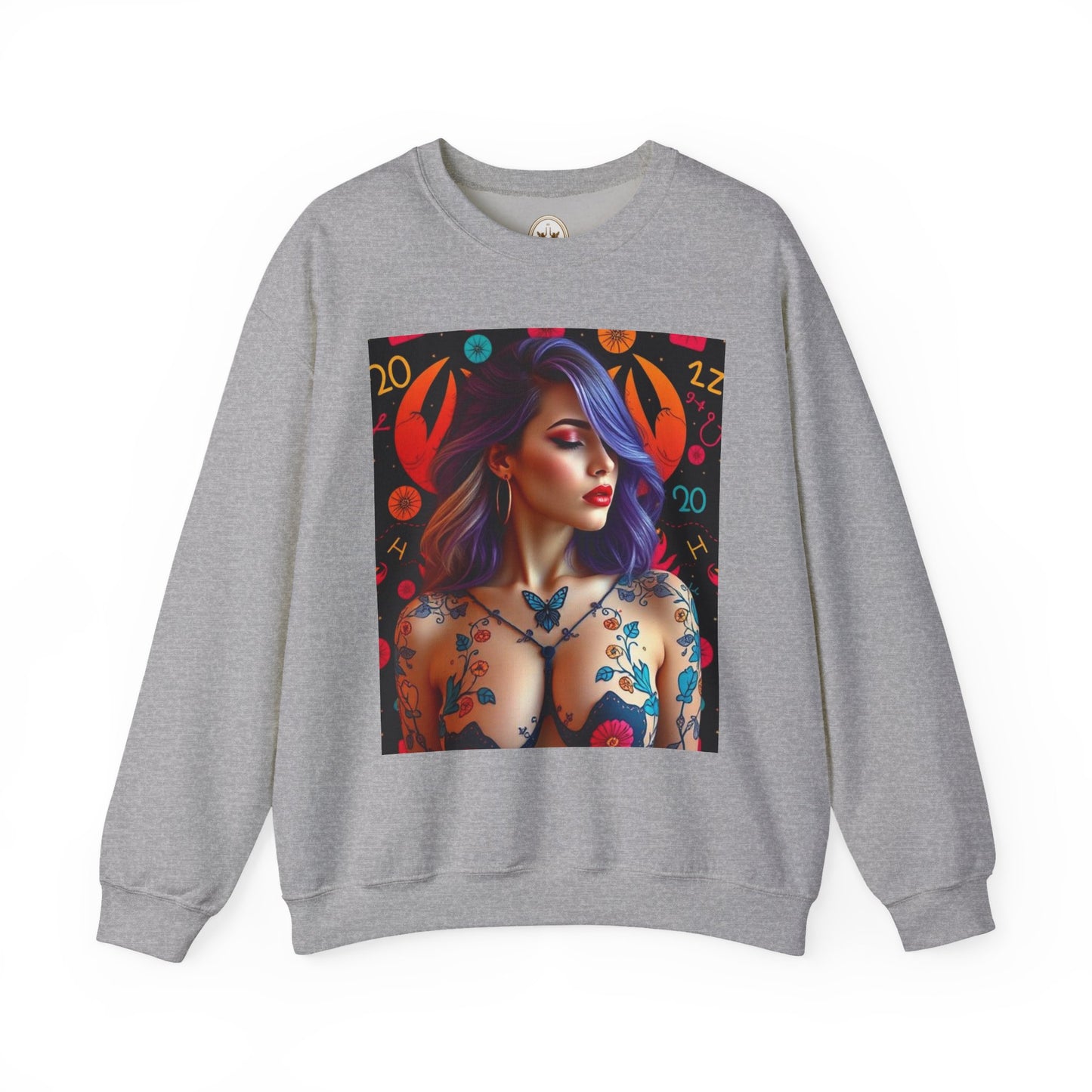 Unisex Heavy Blend™ Crewneck Sweatshirt, Cancer, Zodiac v3, Sexy Pattern