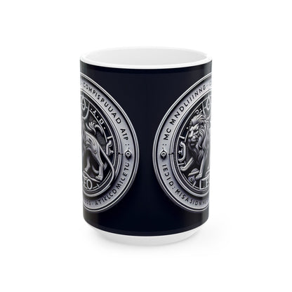 Ceramic Mug, (11oz, 15oz), Ceramic Coffee Mug, Sliver Lion, Leo Zodiac Design