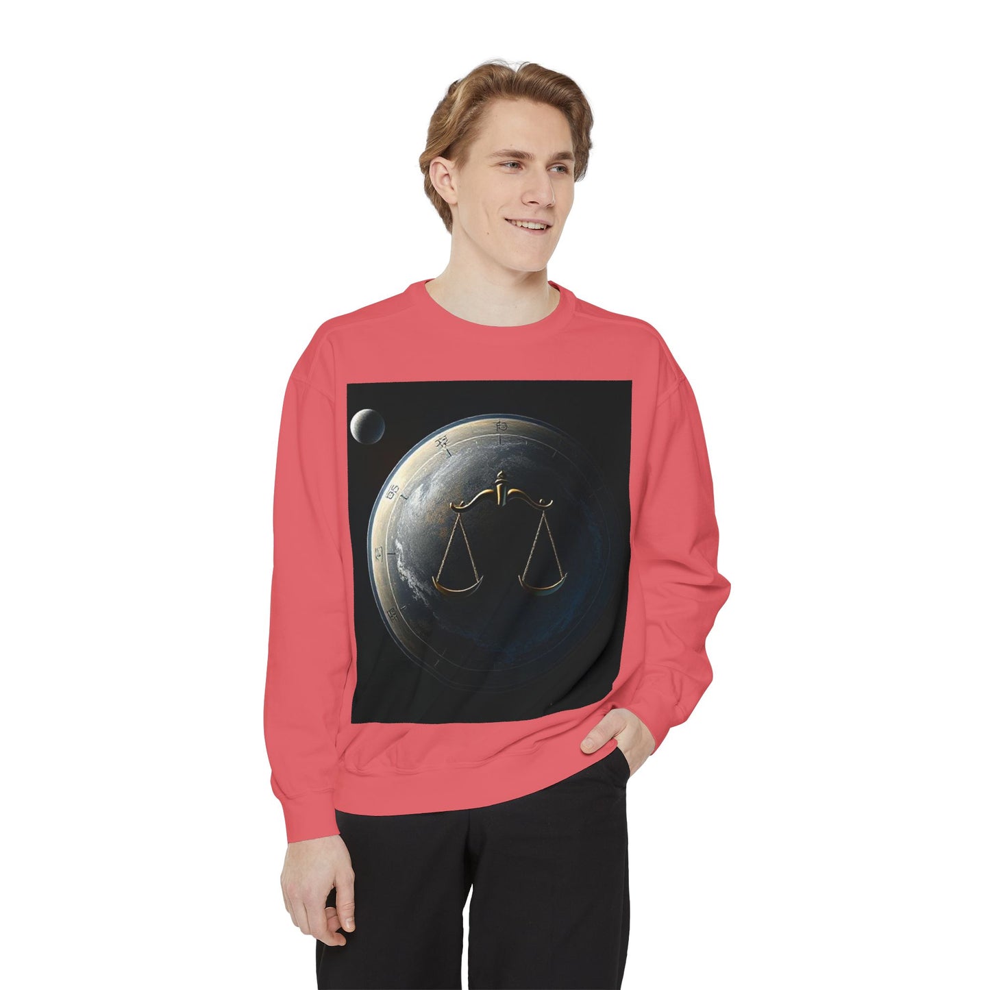 Garment-Dyed Sweatshirt, Unisex, Space Animal Design, Libra