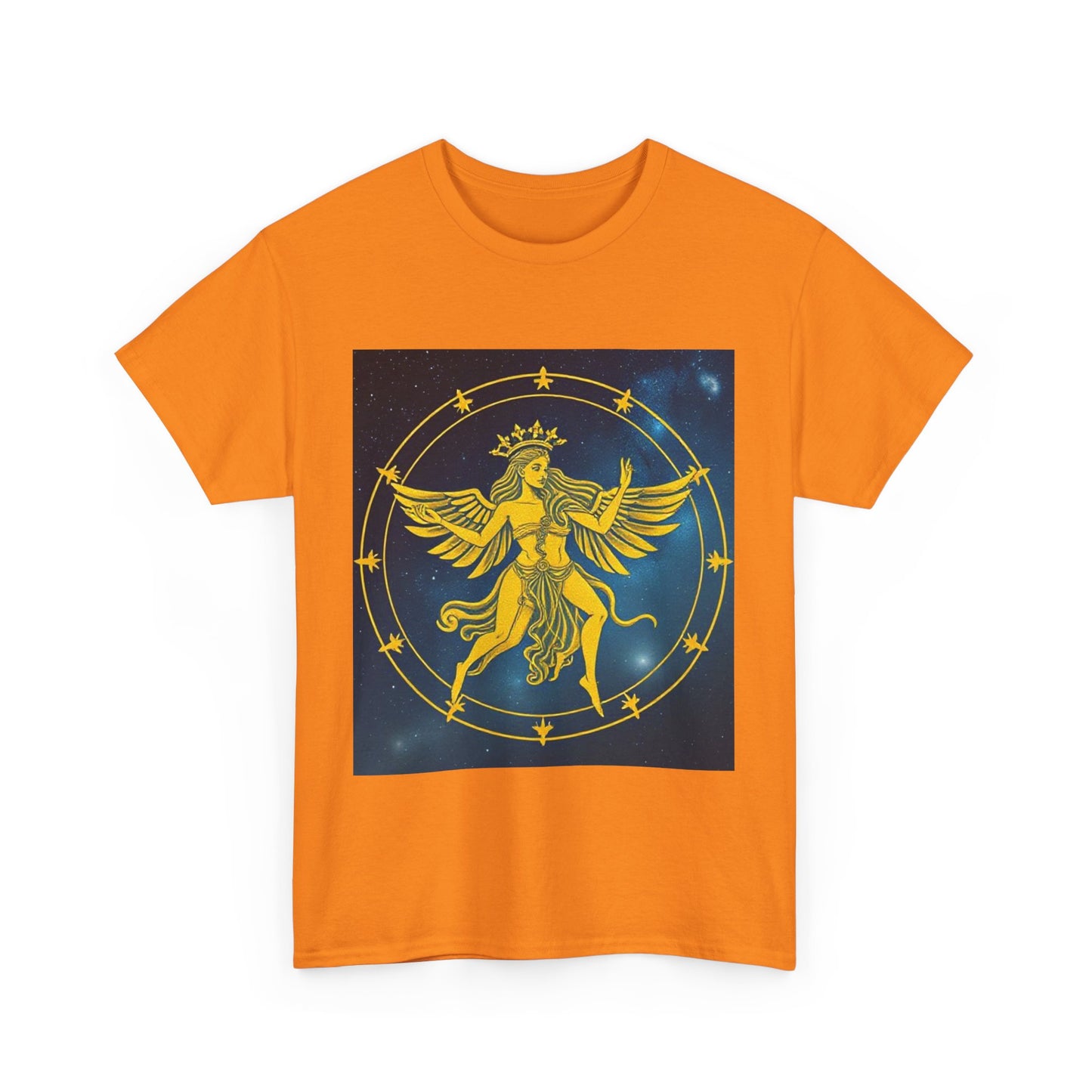 Unisex Heavy Cotton T-Shirt, Twin Angel v3, Gemini Zodiac Design