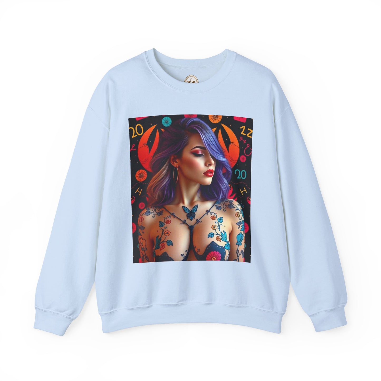 Unisex Heavy Blend™ Crewneck Sweatshirt, Cancer, Zodiac v3, Sexy Pattern