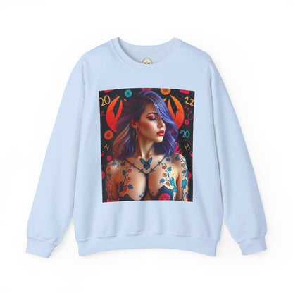 Unisex Heavy Blend™ Crewneck Sweatshirt, Cancer, Zodiac v3, Sexy Pattern