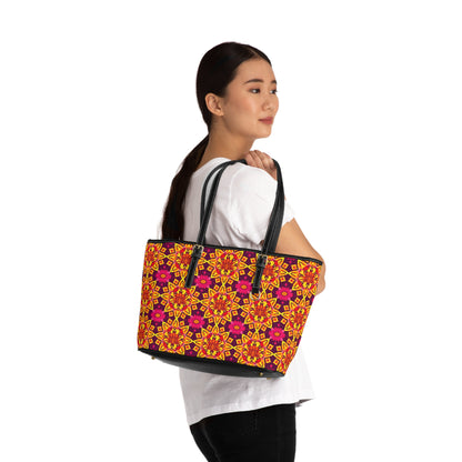 Leather Shoulder Bag, Scorpio, Zodiac v2, Flower Pattern