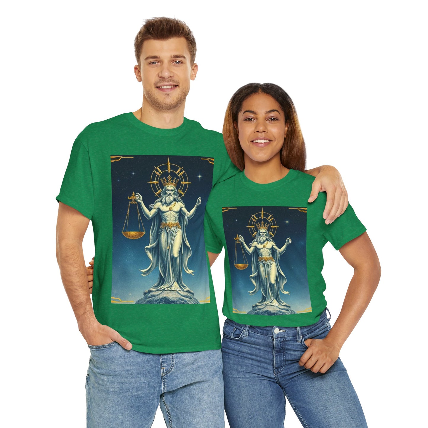 Unisex Heavy Cotton T-Shirt Space v2, Libra God, Zodiac Design