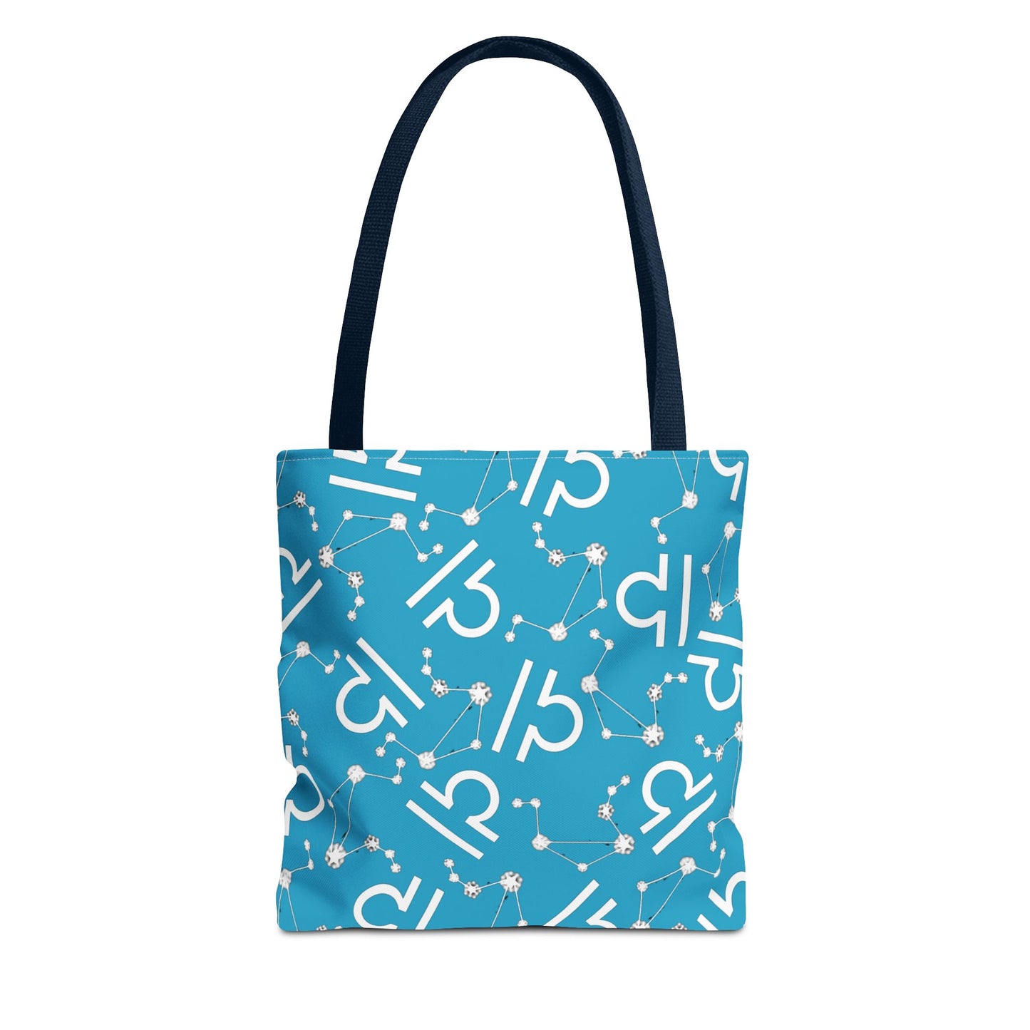 Tote Bag, Libra Zodiac Sign, AOP, (Turquoise, White)