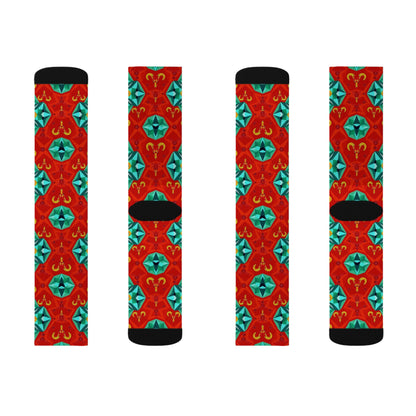 Sublimation Socks, Aries, Zodiac v1, Jewel Pattern