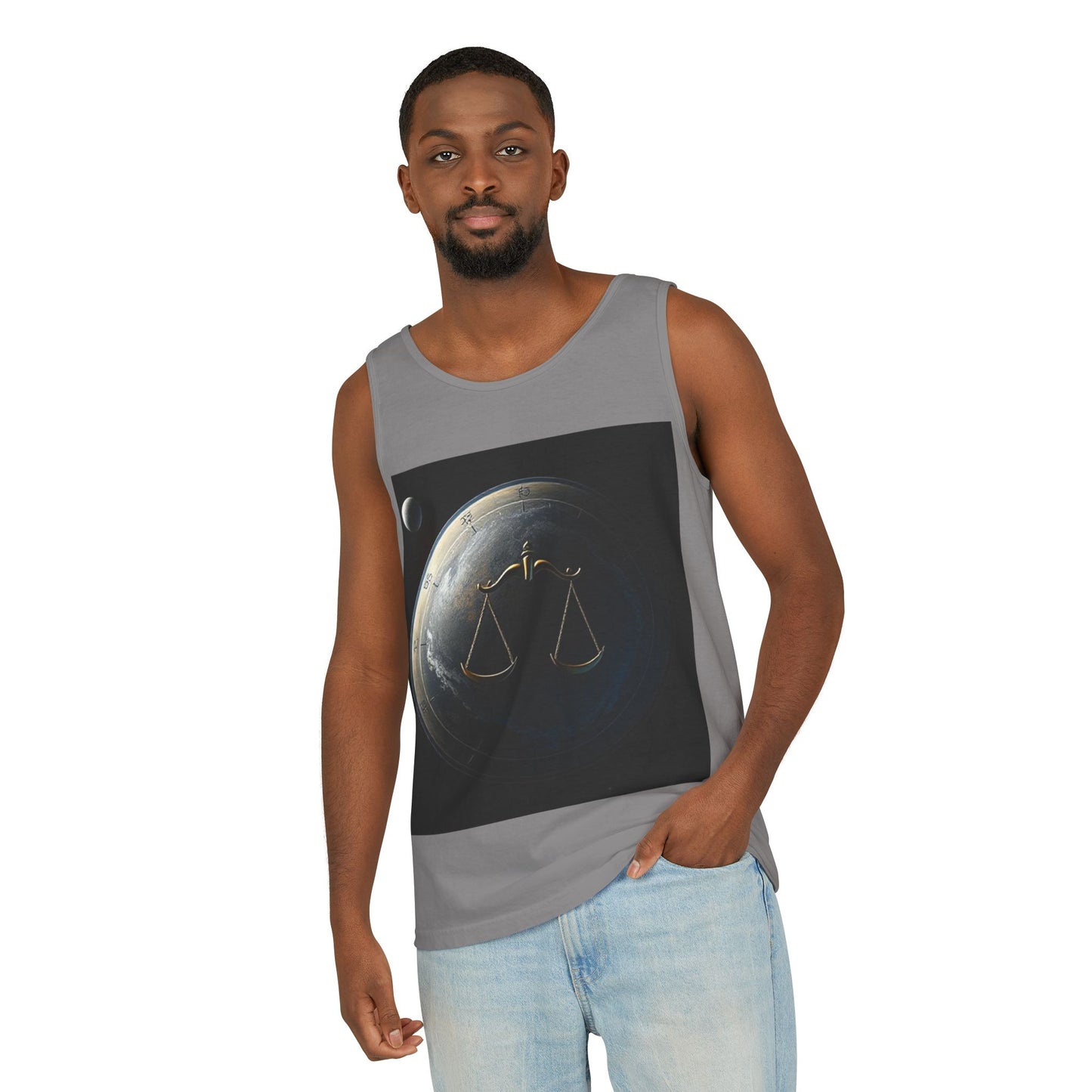 Unisex Garment-Dyed, Tank Top, Libra Design, Space Scale v1, 100% US cotton