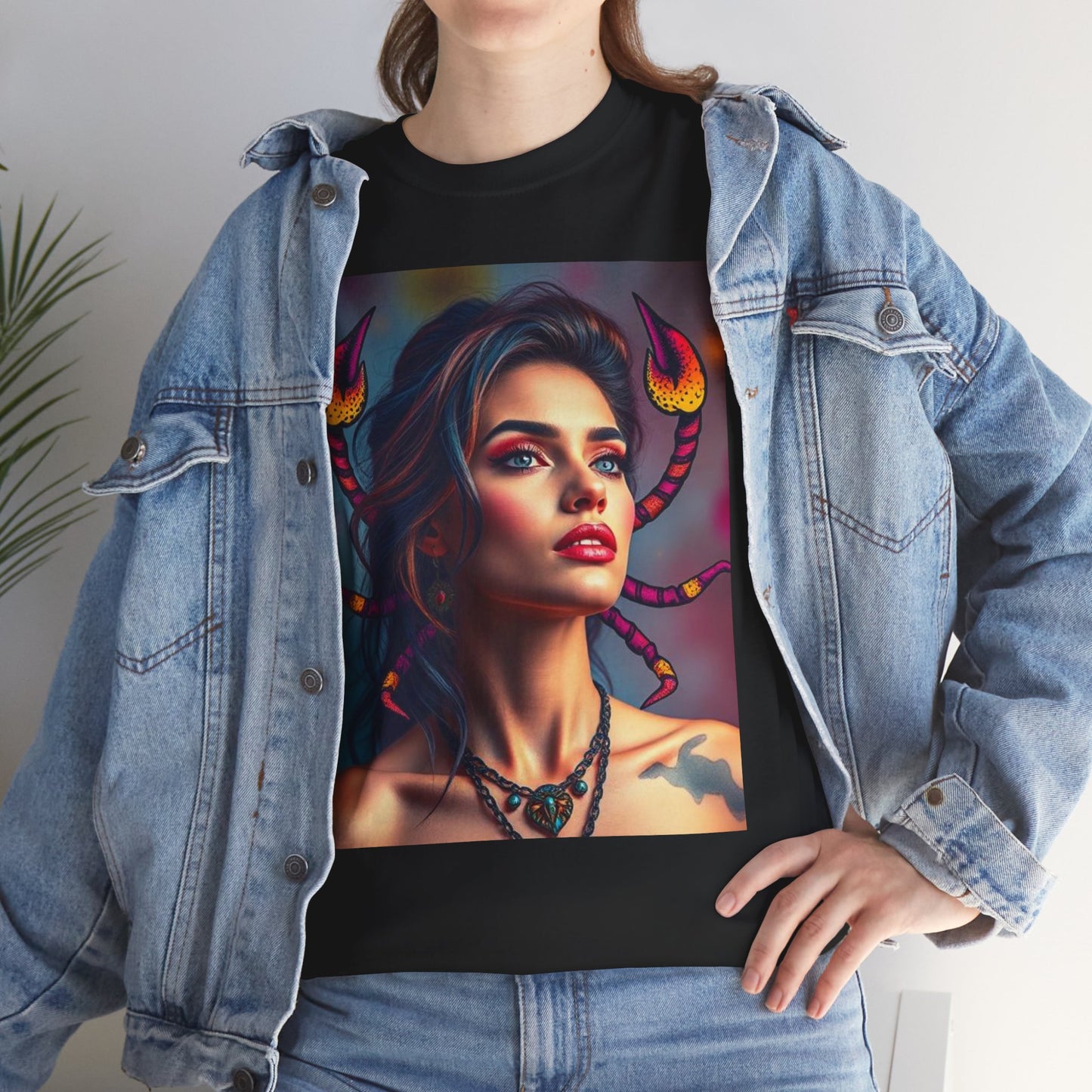 Unisex Heavy Cotton T-Shirt, Scorpio, Zodiac v2, Sexy Art
