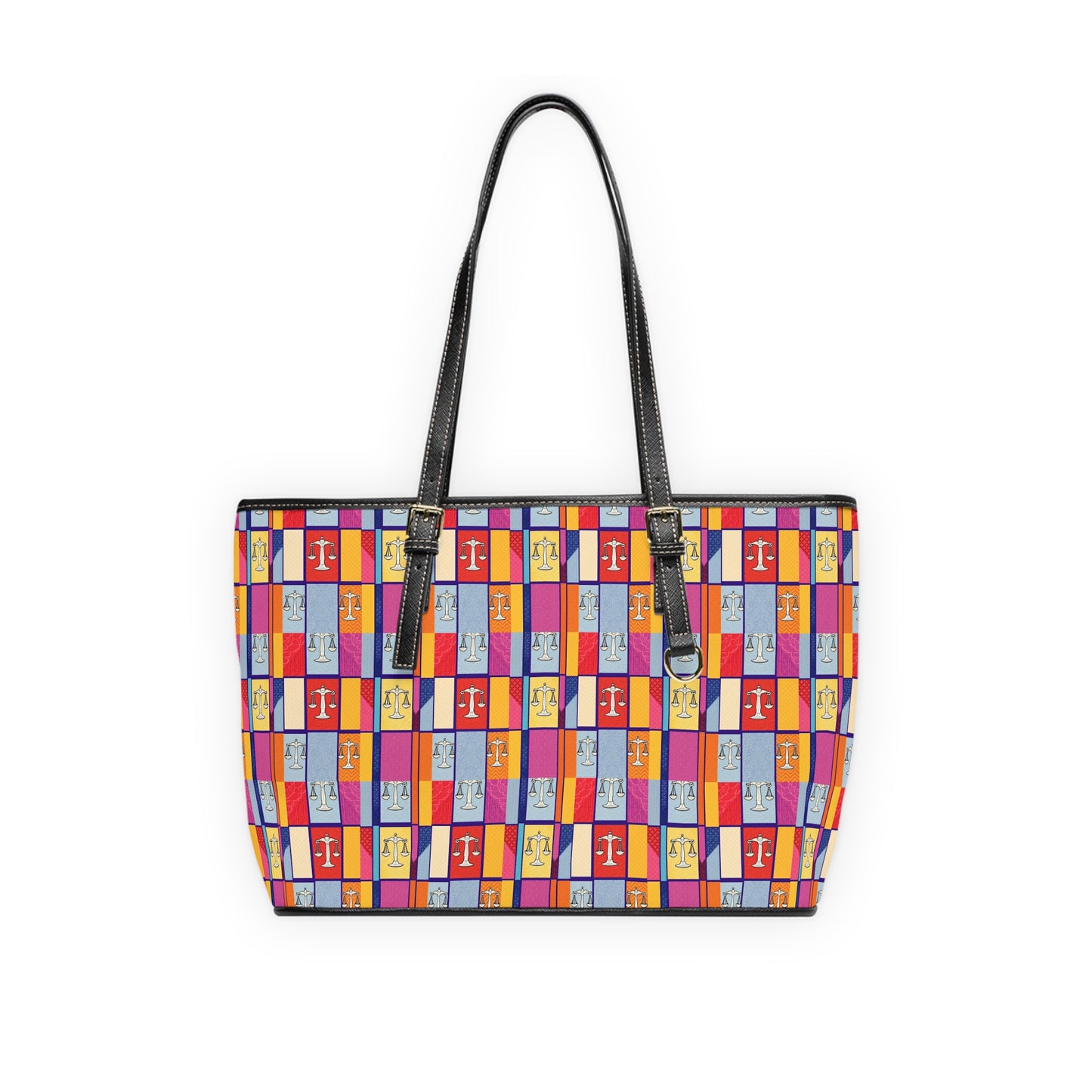 Leather Shoulder Bag, Libra, Zodiac v3, Shapes Pattern