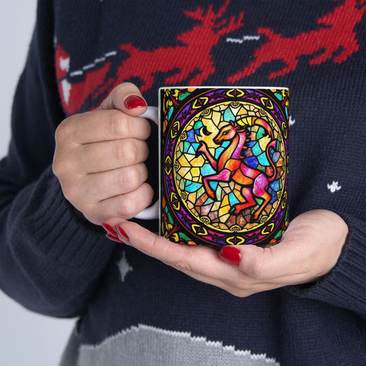Ceramic Mug, (11oz, 15oz), Ceramic Coffee Mug, AOP, Glass Design v1, Aries Zodiac