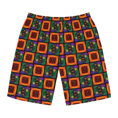 Men's Board Shorts, (AOP), Capricorn, Zodiac v2, Shape Pattern