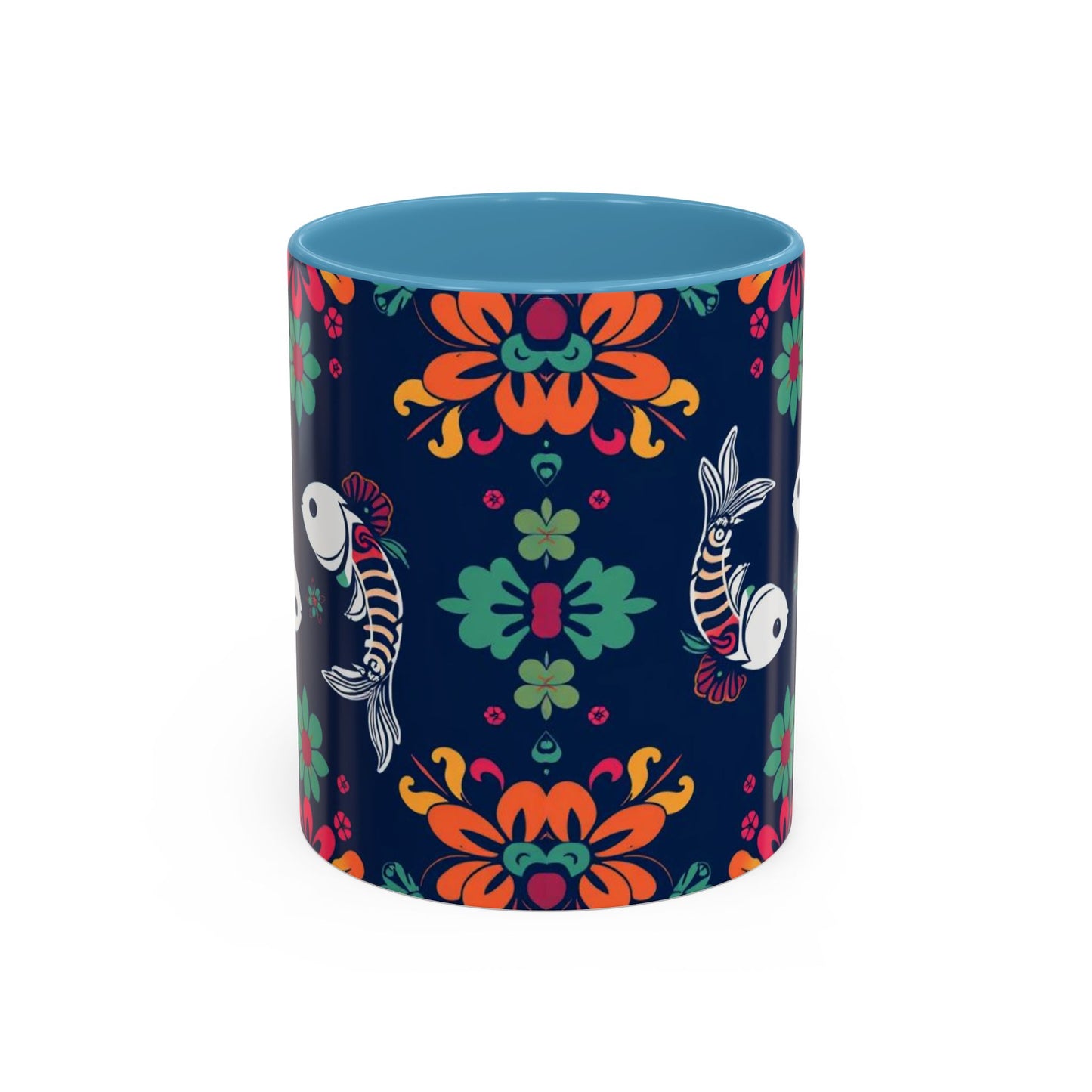 Accent Coffee Mug, Pisces, Zodiac. Flower Pattern, (11, 15oz)
