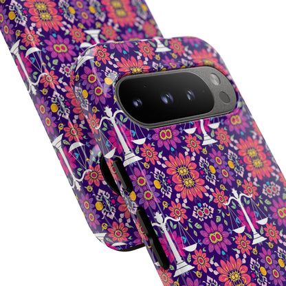 Tough Cases, Libra, Zodiac v4, Flower Pattern