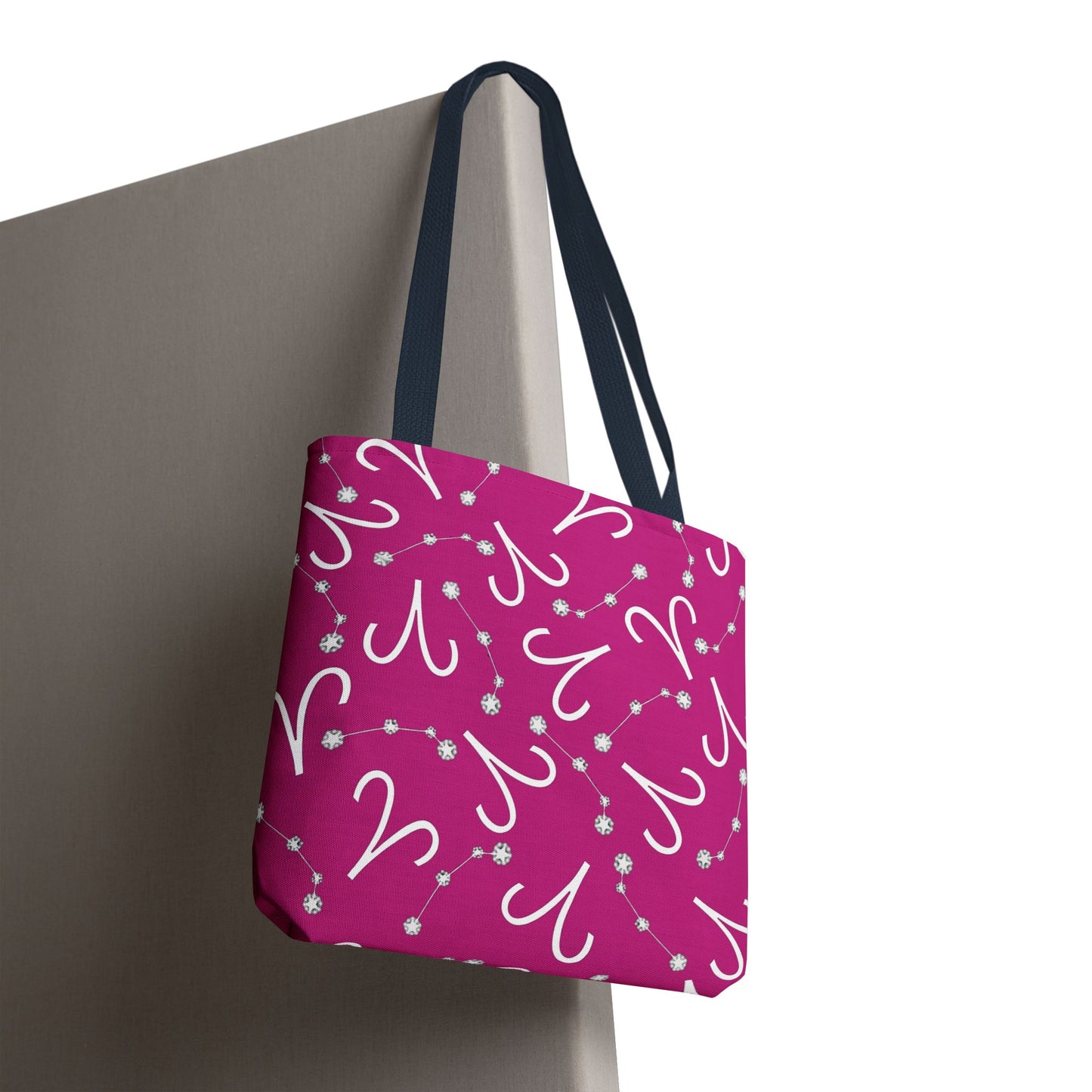 Tote Bag, Aries Zodiac Sign, AOP, (Pink, White)