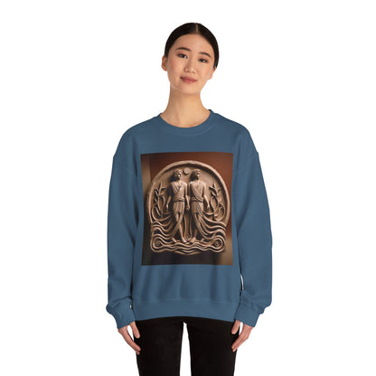 Unisex Heavy Blend™ Crewneck Sweatshirt, Stone Twins, Gemini Zodiac Design