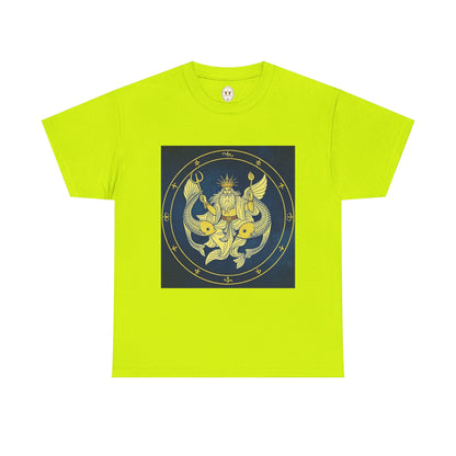 Unisex Heavy Cotton T-Shirt, King of Pisces, Zodiac Design