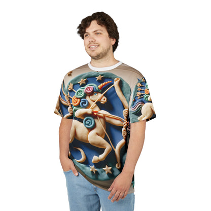 Unisex Cut & Sew T-Shirt (AOP),Play Horse, Sagittarius Zodiac Design, Regular fit, 100% Polyester