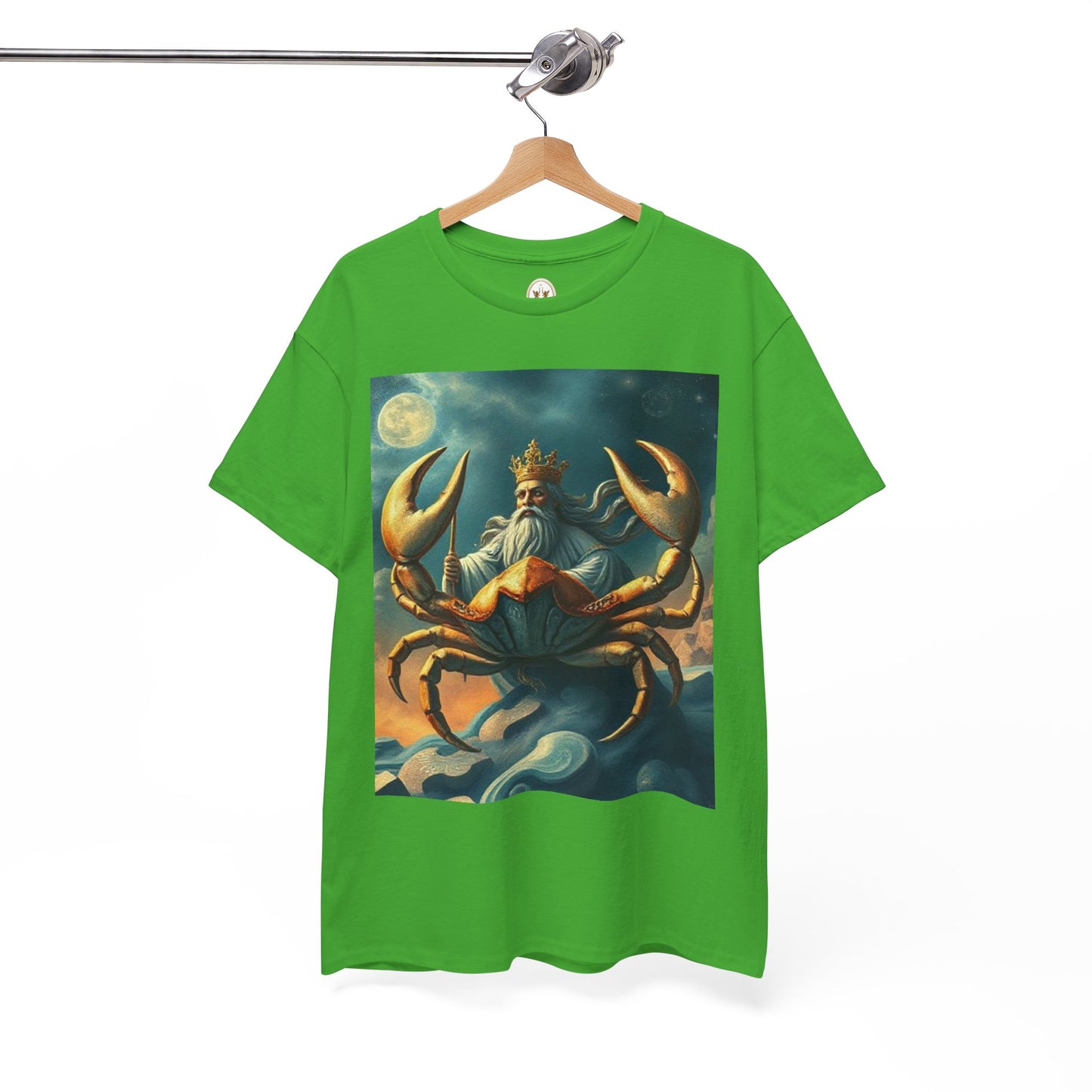 Unisex Heavy Cotton T-Shirt, Crustacean King, Cancer Zodiac Design