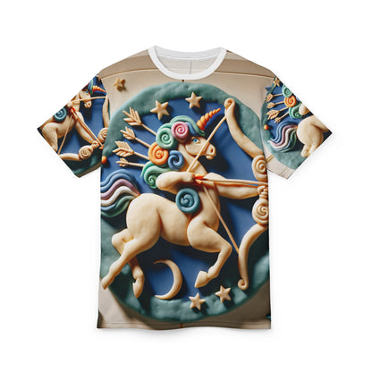 Unisex Cut & Sew T-Shirt (AOP),Play Horse, Sagittarius Zodiac Design, Regular fit, 100% Polyester